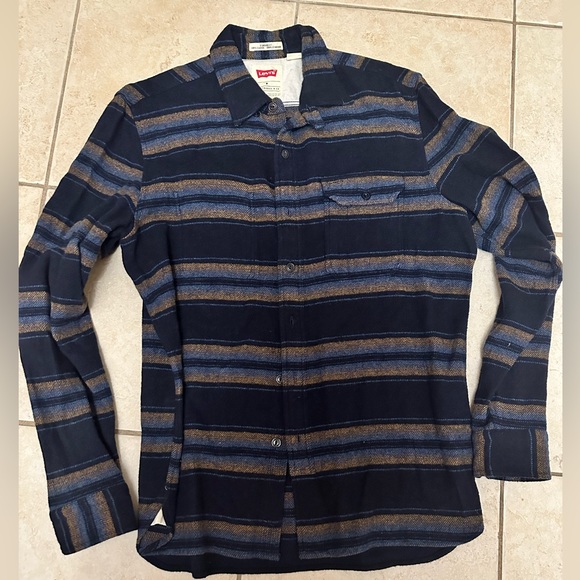 Levi’s Wool Blend Button Up Stripe Shirt Men Medium - Picture 1 of 4